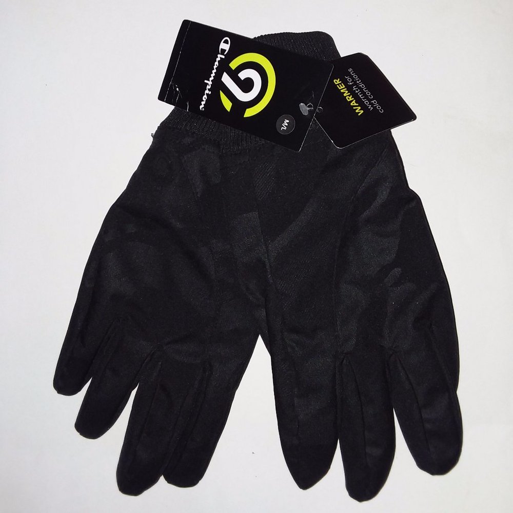 Men's Black Champion Winter Gloves Size M/L - Picture 1 of 9